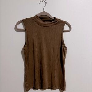 DONATING SOON - Brown Sleeveless Ribbed Top